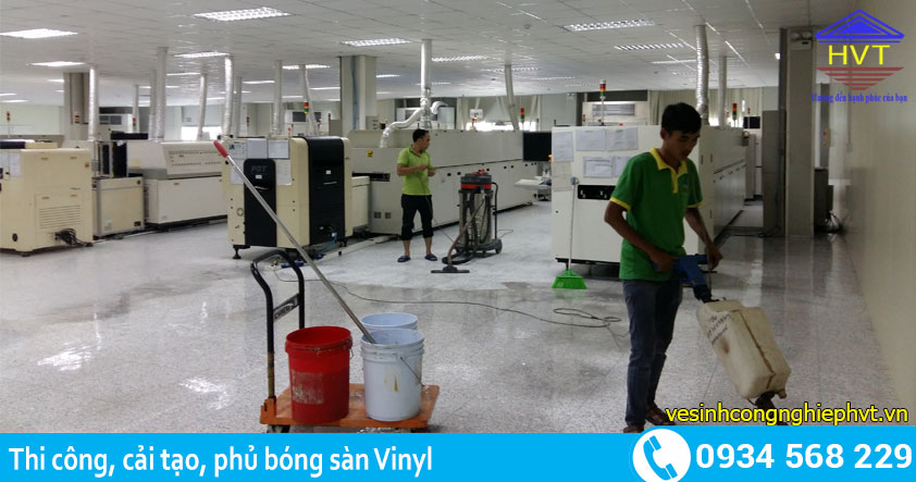 Phủ bóng sàn vinyl, cải tạo sàn vinyl tại Hải Dương, Hải Phòng, Hưng Yên